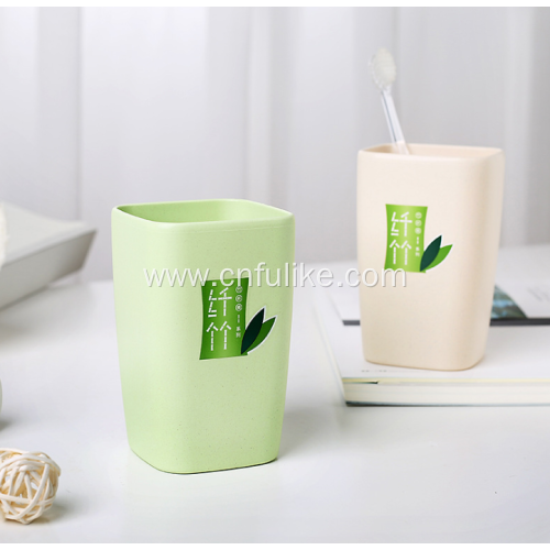 Square Bamboo Fiber Plastic Travel Toothbrush Cup